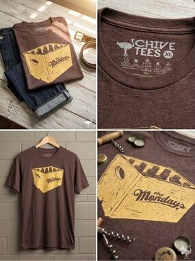The Chive Tees "The Mondays" Beer Crate Graphic T-Shirt - Heather Brown XL